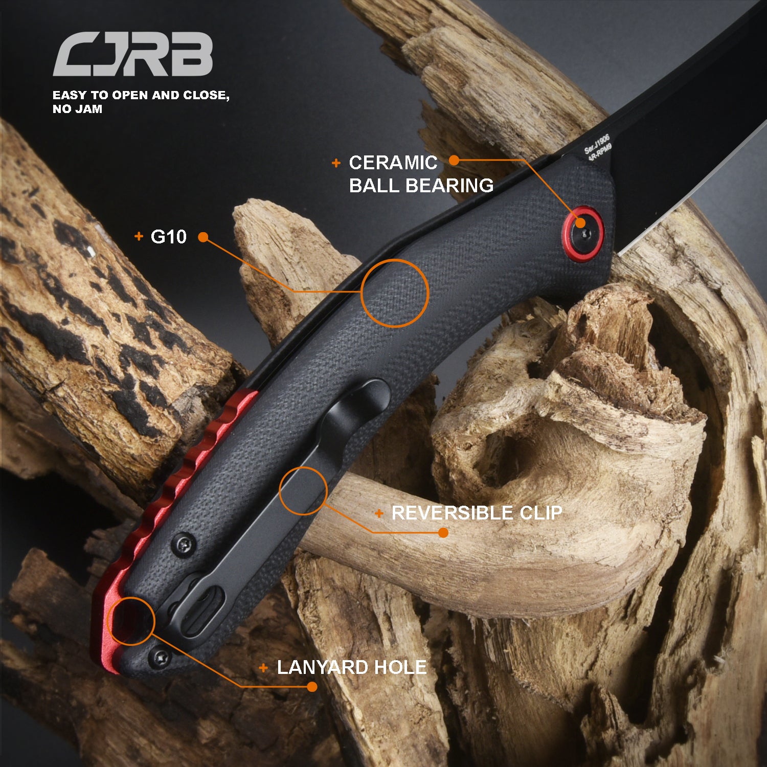 CJRB GOBI J1906 AR-RPM9 Powder Steel Black PVD Blade G10 Handle Folding Knives