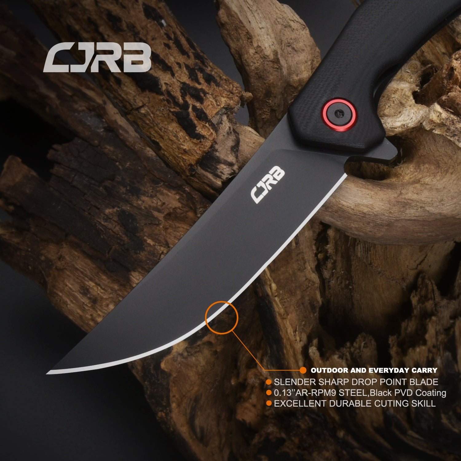 CJRB GOBI J1906 AR-RPM9 Powder Steel Black PVD Blade G10 Handle Folding Knives