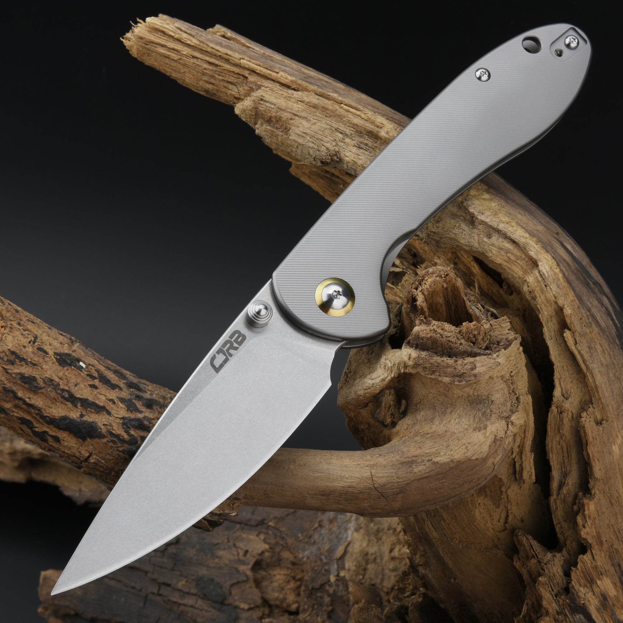 CJRB FELDSPAR J1912Ti-GY S35VN BLADE TITANIUM HANDLE FOLD