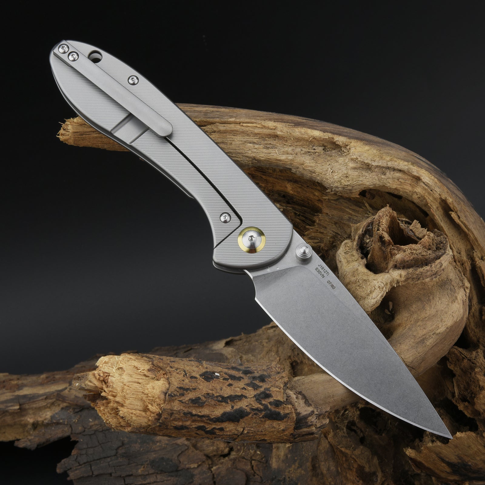 CJRB FELDSPAR J1912Ti-GY S35VN BLADE TITANIUM HANDLE FOLD