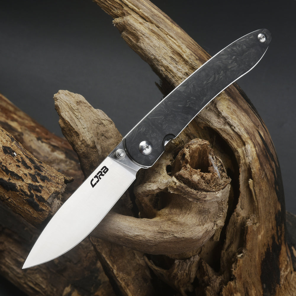 CJRB Ria J1917 AR-RPM9 Steel Blade Marbled Carbon Fiber Handle Folding Knives