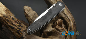 CJRB Ria J1917 AR-RPM9 Powder Steel Blade Marbled Carbon Fiber Handle Folding Knives