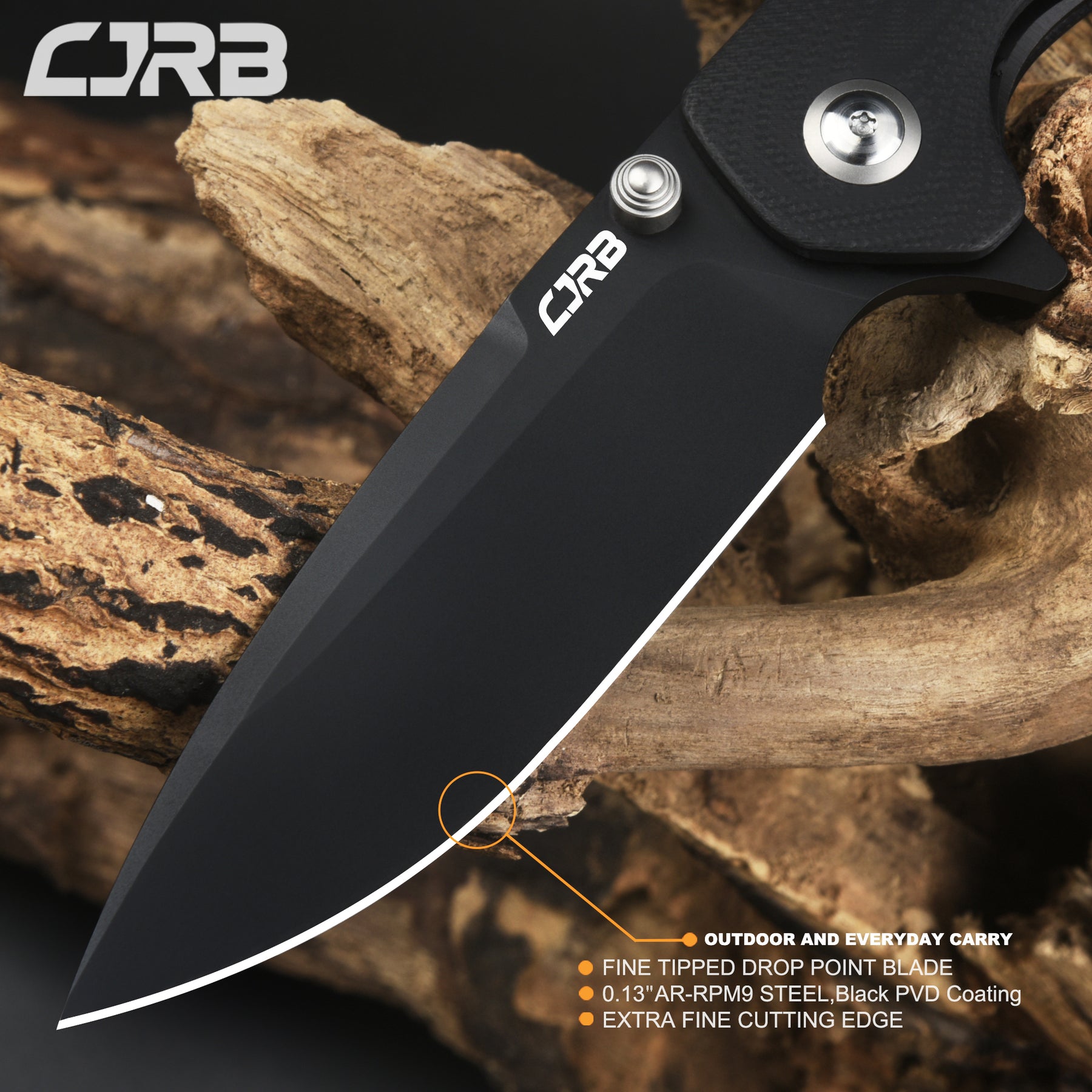 CJRB SCORIA J1920 AR-RPM9 Powder Steel Black PVD Blade Black G10 Handle Tactical Knife Folding Knife EDC Knife