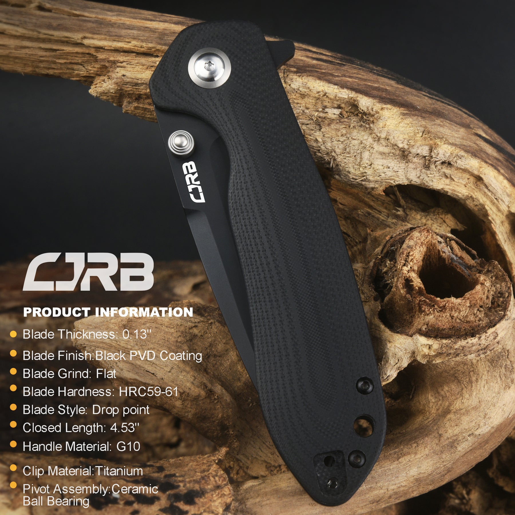 CJRB SCORIA J1920 AR-RPM9 Powder Steel Black PVD Blade Black G10 Handle Tactical Knife Folding Knife EDC Knife