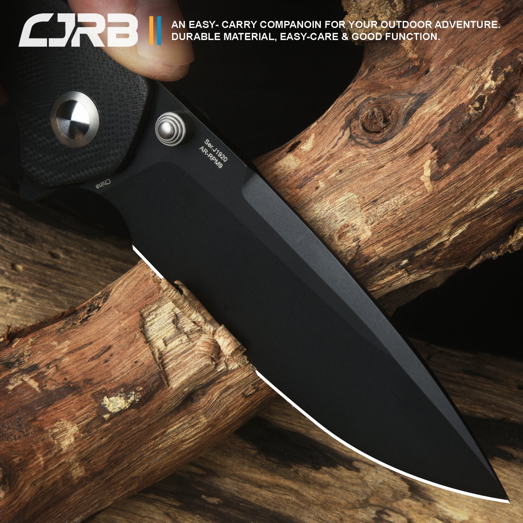 CJRB SCORIA J1920 AR-RPM9 Powder Steel Black PVD Blade Black G10 Handle Tactical Knife Folding Knife EDC Knife