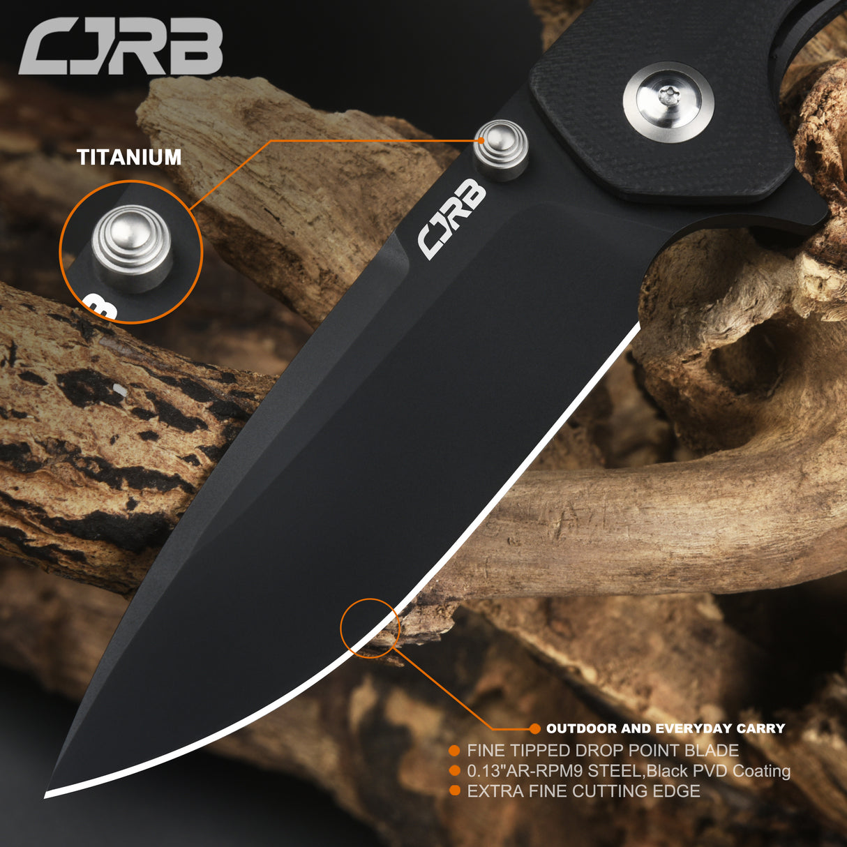 CJRB SCORIA J1920 AR-RPM9 Steel Black PVD Blade Black G10 Handle Tactical Knife Folding Knife EDC Knife