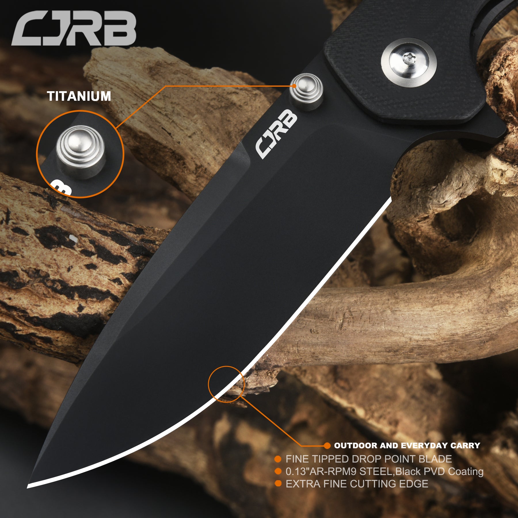 CJRB SCORIA J1920 AR-RPM9 Powder Steel Black PVD Blade Black G10 Handle Tactical Knife Folding Knife EDC Knife