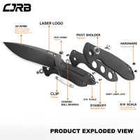CJRB SCORIA J1920 AR-RPM9 Steel Black PVD Blade Black G10 Handle Tactical Knife Folding Knife EDC Knife