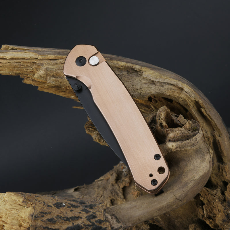 CJRB Pyrite J1925 AR-RPM9 Steel Blade Steel Handle Folding Knives Copper Color