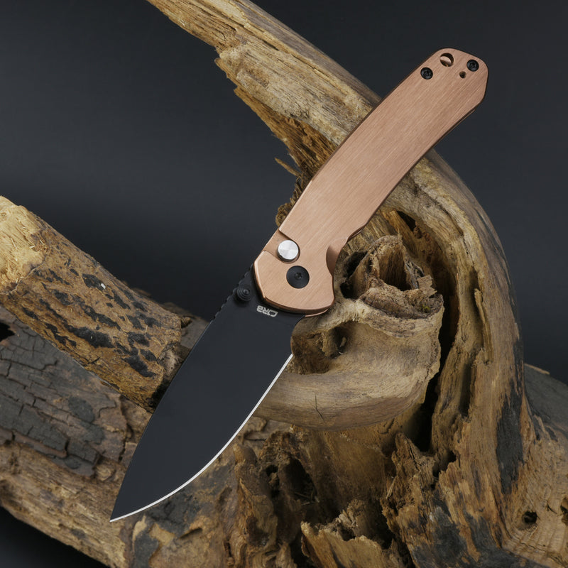 CJRB Pyrite J1925 AR-RPM9 Steel Blade Steel Handle Folding Knives Copper Color