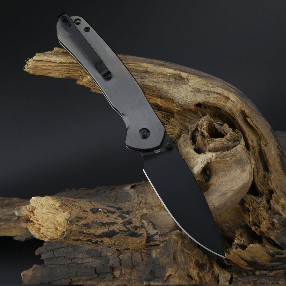 CJRB Pyrite J1925 AR-RPM9 Steel Blade Steel Handle Folding Knives Smoky Gray