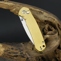 CJRB Pyrite J1925 AR-RPM9 Steel Blade Steel Handle Folding Knives Brass Color