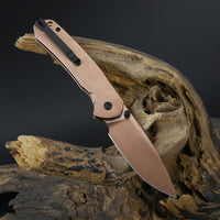 CJRB Pyrite J1925 AR-RPM9 Steel Blade Steel Handle Folding Knives Copper Color