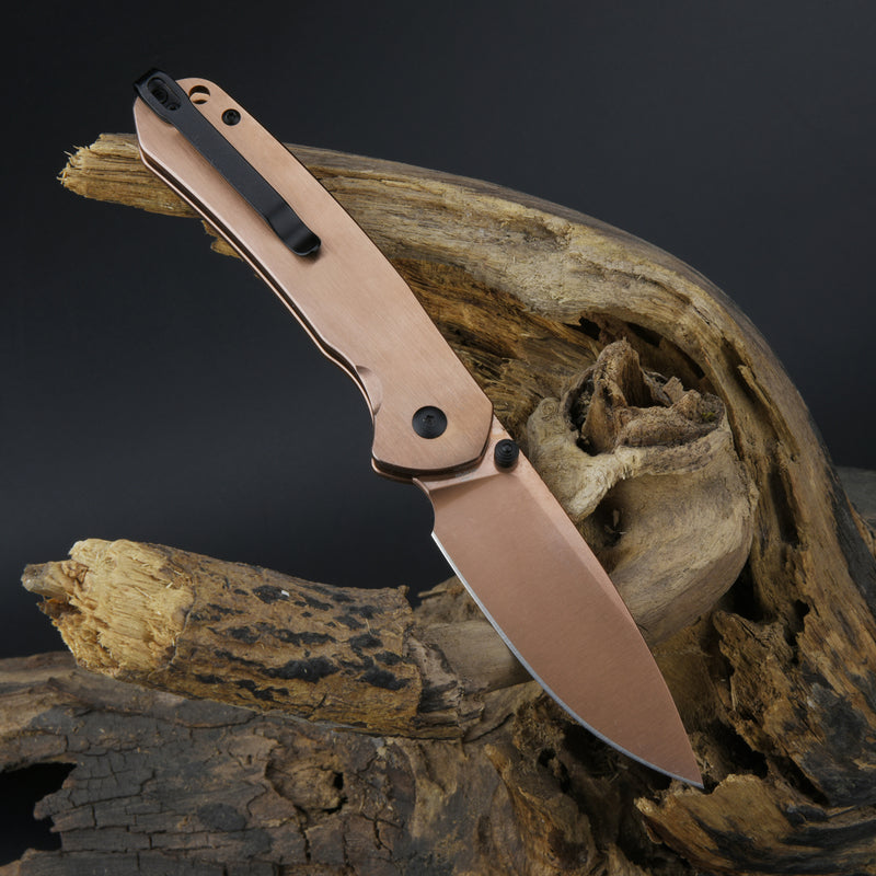 CJRB Pyrite J1925 AR-RPM9 Steel Blade Steel Handle Folding Knives Copper Color