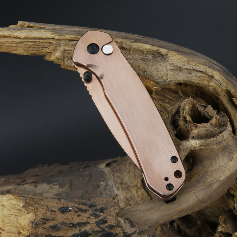 CJRB Pyrite J1925 AR-RPM9 Steel Blade Steel Handle Folding Knives Copper Color