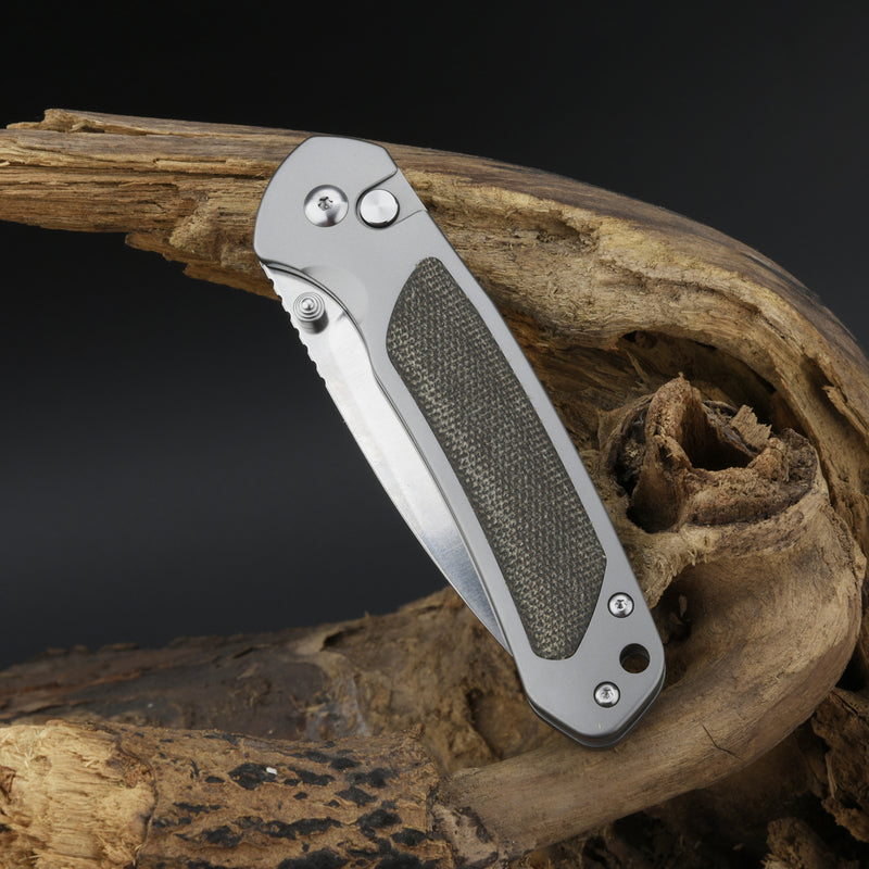 CJRB PYRITE J1925Ti-ODG S35VN BLADE TITANIUM AND MICARTA HANDLE FOLDING KNIVES(LIMITED EDITION) 