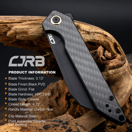 CJRB Rampart J1907 D2/AR-RPM9 Blade Carbon Fiber Handle Folding Knives